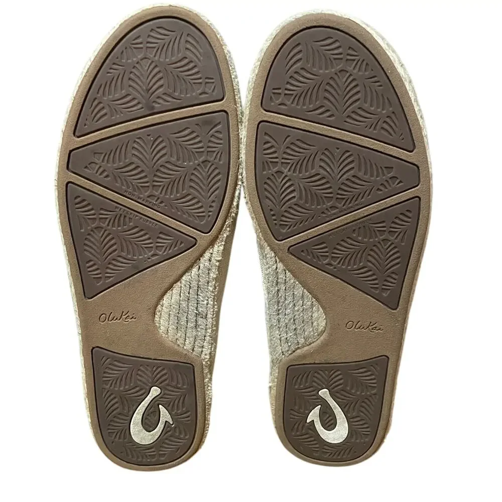 OluKai Kaula Pa'a Kapa Womens 8 Espadrille Slip On Shoes Kapa‎ Shell 20449-2020